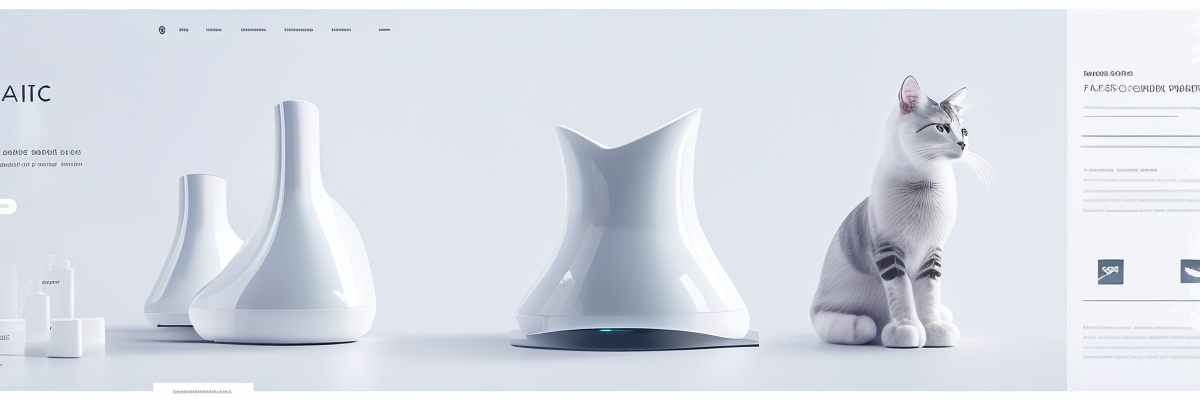 A clean, bold WordPress website banner for a premium \\\"Ceramic Cat Water Fountain\\\". Minimalist modern design, professional e-commerce style. White or light background with a soft gradient, subtle water ripple effect, and space for product showcase. No text should be displayed clearly in large, bold, modern sans-serif English font, centered, no other text. High clarity, sharp resolution, and optimized for website header use. (tech style) site banner